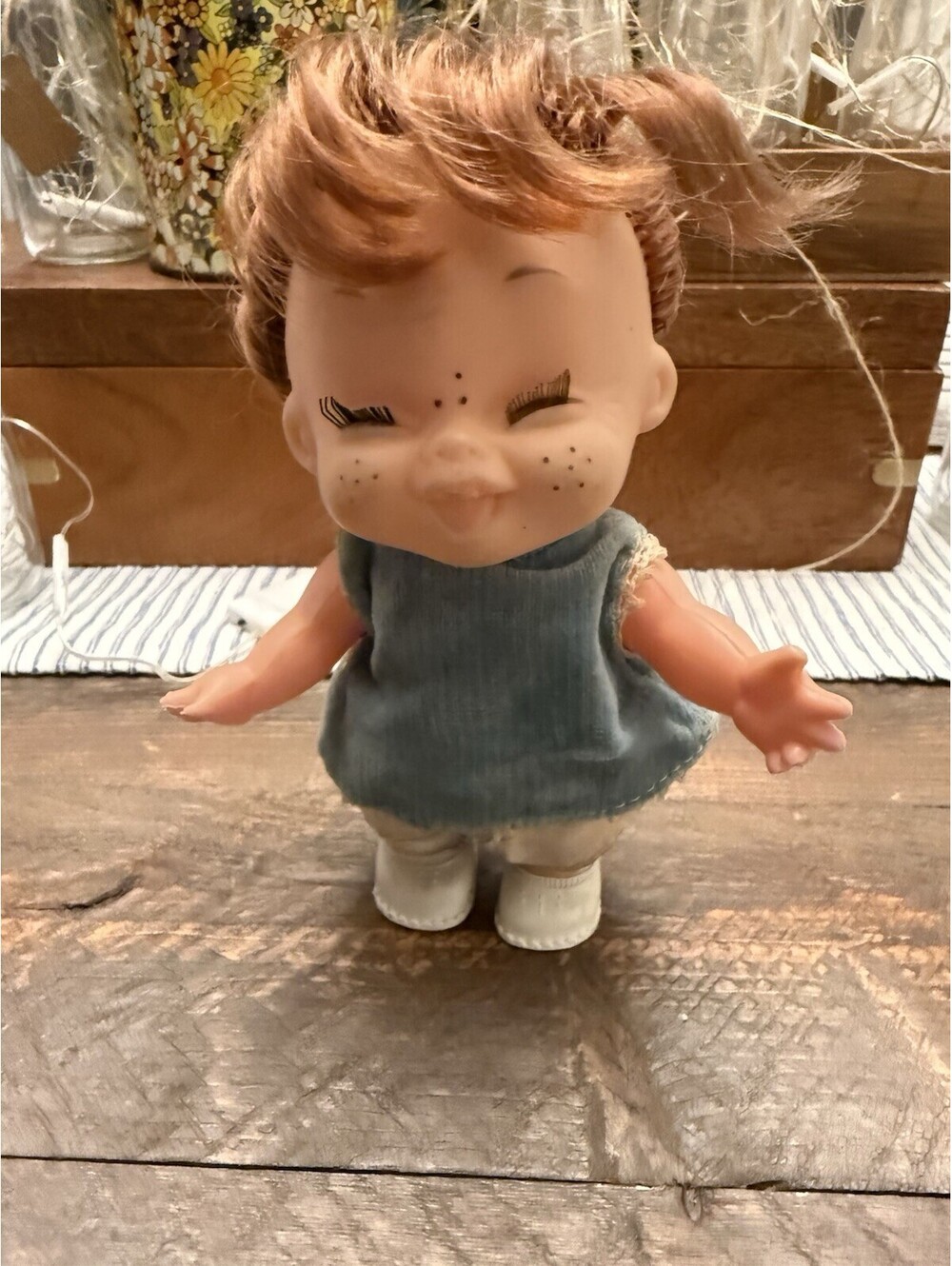 Rare Vintage Evergreen Moody Cutie Real Eyelashes Rubber Doll Cookie Hong Kong
